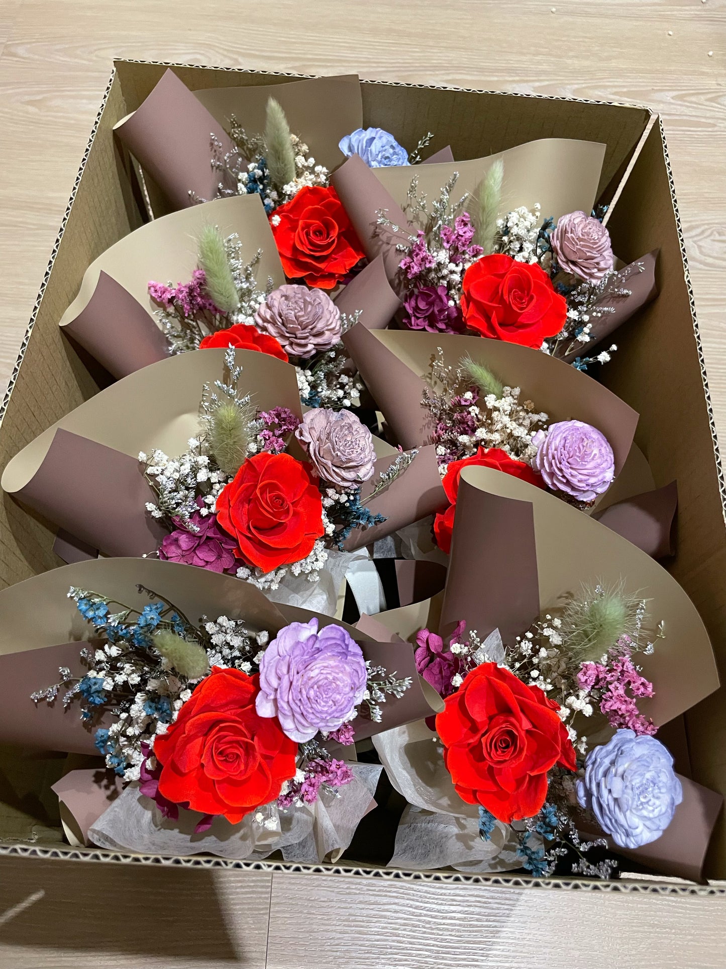單支永生花束 咖啡牛奶