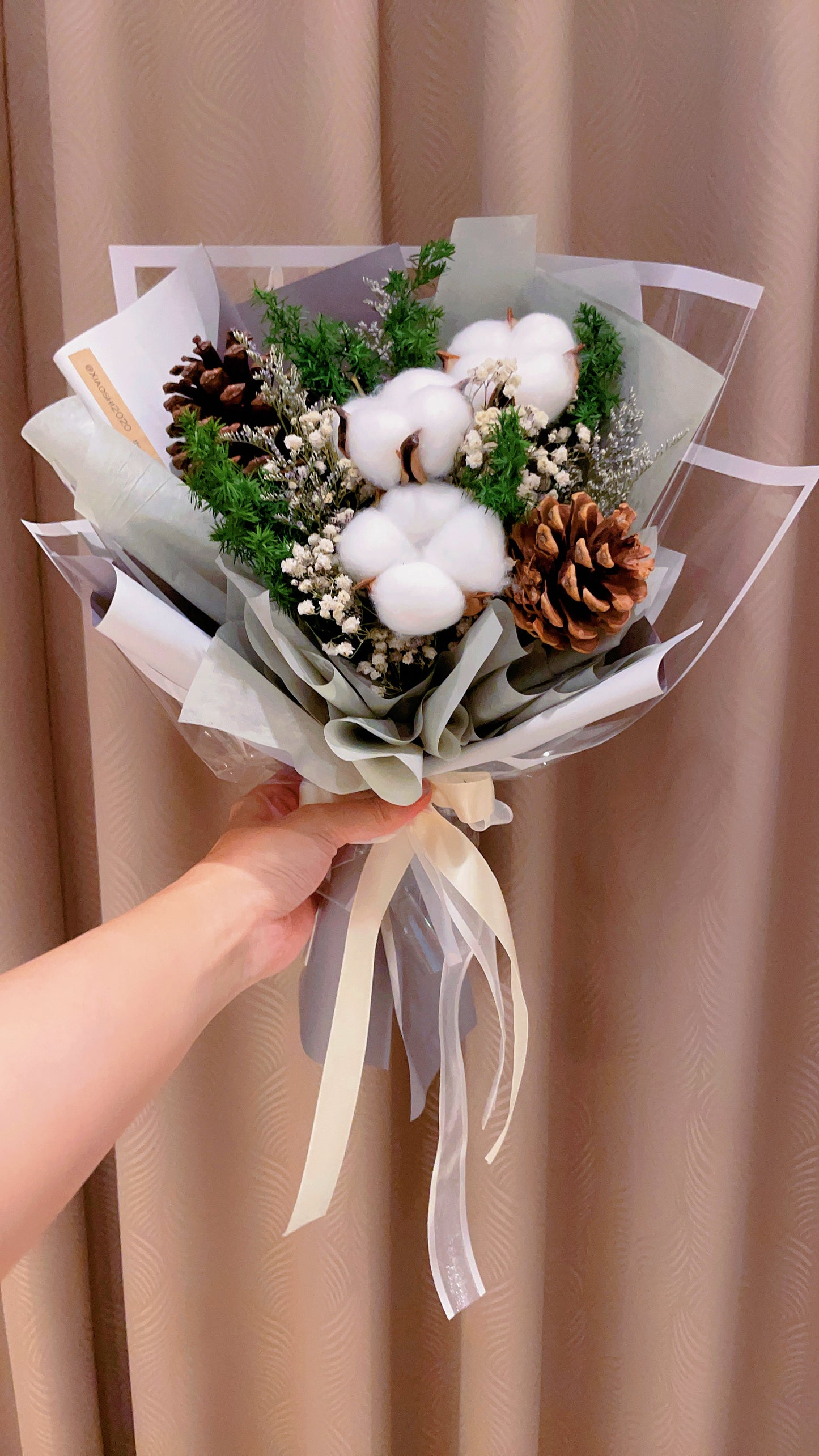 棉花松果乾燥花束