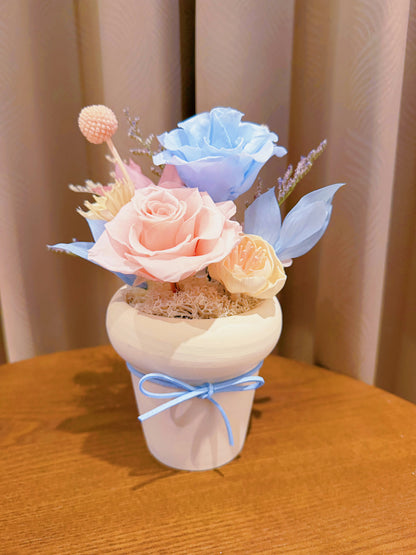 粉藍永生桌花