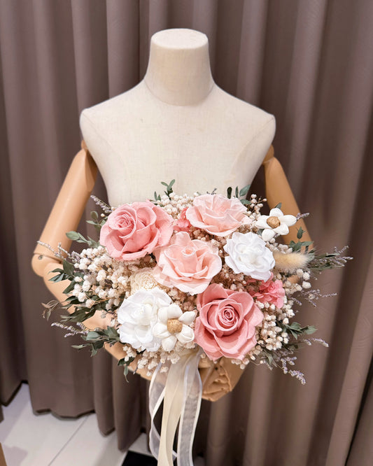 奶杏粉永生捧花