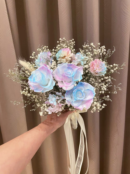 漸層藍紫永生捧花
