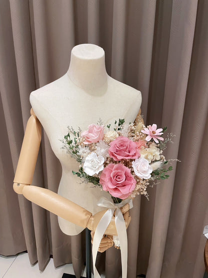 薔薇粉永生捧花