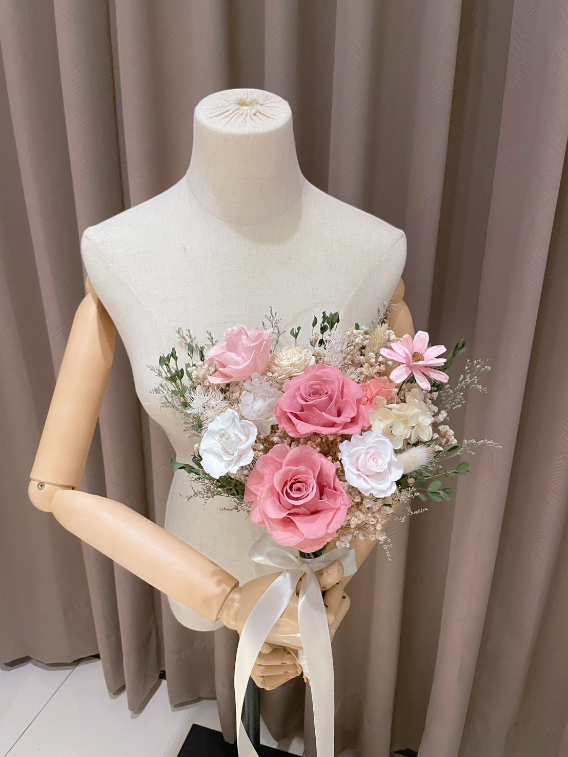 薔薇粉永生捧花